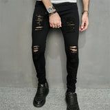 Joior Streetwear Ripped Slim Men Pencil Jeans Pants Stylish Male Hip Hop Stretch Holes Casual Denim Trousers