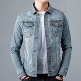 Men's Casual Cotton Black Denim Jaqueta Jeans Masculina &nbsp;Slim Washed Retro Classic Blue Jeans Coat Male Men Clothing