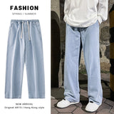 Joior New Korean Fashion Loose Jeans Classic Straight Straight Baggy Wide Leg Trousers Street Hip Hop Pants 3XL Black Grey Blue