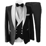 Joior 3 Piece Suits for Men Slim Fit Groom Wedding Tuxedos Shawl Lapel Jacket Business Formal Party Blazer Vest Pants Costume Homme