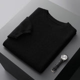 Joior 100% Pure Wool T-Shirt Men's Round Neck Pullover Short Sleeve Autumn Winter New Honeycomb Stitch Vest Casual Sweater