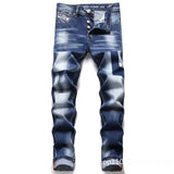 Joior Men Blue Denim Jeans Skinny Holes Jeans Italian Style Stretch Denim Pants High Quality Male Slim Fit Denim Trousers Size 42