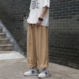 Summer Cotton Casual Pants Men Fashion Oversized Wide Leg Pants Men Japanese Streetwear Loose Straight Pants Mens Trousers M-3XL