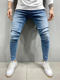 Joior Street Style Ripped Skinny Jeans Men Vintage Wash Solid Denim Trouser Mens Casual Slim Fit Pencil Denim Pants