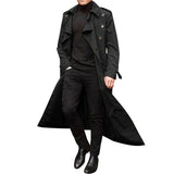 Joior Men's Windbreaker Spring Autumn Long-Slevee Extra Long Trench Coat Classic Trend Double Breasted Solid Color Temperament Trench