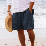 Joior Fashion New Summer Men's Solid Short Casual Shorts Drawstring Breathable Beach Pants Cotton linen Sports Shorts