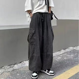 Joior 2024 Spring Autumn Men Baggy Jeans Men Wide Leg Pants Big Pockets Elastic Waist Streetwear Trousers Male Loose Denim Pants