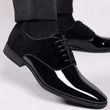 Joior Classic PU Patent Leather Shoes for Men Casual Business Shoes Lace Up Formal Office Work Shoes for Male Party Wedding Oxfords