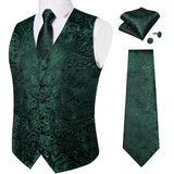 Joior Black Paisley Blue Suit Vest Neck Tie Set Pocket Square Cufflinks Men's Wedding Waistcoat Luxury Tuxedo Vests Men Gilet