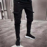 Joior Street Style Ripped Skinny Jeans Men Vintage Wash Solid Denim Trouser Mens Casual Slim Fit Pencil Denim Pants