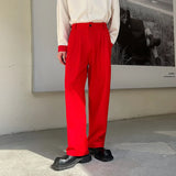 Joior Red Suit Pants Men Fashion Social Mens Dress Pants Korean Loose Straight Wide Leg Pants Mens Oversized Formal Trousers M-XL