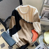 Stitching Contrast Long-sleeved Sweater Y2K Street Retro Fashion Sweaters For Men And Women