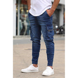 Joior High Quality Fashion European American Classic Solid Washing Denim Pants Casual Men's Stretch Trouser Blue Skinny Jeans Men