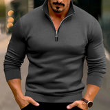 Joior New Fall Winter Men Sweater Casual Solid Color Long Sleeve Zipped Stand Collar Top Warm Men's Clothing Promotion