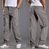 Joior Men's Casual Cargo Cotton Pants Men Pocket Loose Straight Pants Elastic Work Trousers Brand Fit Joggers Male Large Size