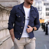 Europe And The United States Fashion Trend Casual Slim-fit Coat Multi-pocket Button Plate Cargo Jacket