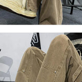 Joior American Style Spring Autumn Straight Pants Male High Street Y2K Rivet Zipper Split Casual Trousers Personality Streetwear