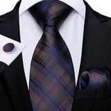 Joior Black Plaid Ties For Men 8cm Width Silk Mens Business Wedding Neck Tie Set Pocket Square Cufflinks Gravatas Homens Cravatta