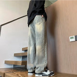 Joior Winter Men's Women's Fleece Wide Leg Jeans Straight Casual Fashion Denim Trousers Hip Hop Streetwear Thick Warm Pants 3XL-M