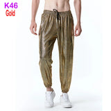 Joior Mens Shiny Silver Metallic Jogger Sweatpants Hip Hop Wet Look Trousers Men Club Party Festival Prom Streetwear Pantalones Hombre