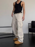 Joior Cargo Pants Men High Street Retro Casual Large Pocket Overalls High Waist Loose Straight Tube Draped Wide Leg Pants For Women