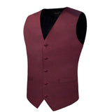 Joior Burgundy Red Solid Silk Men Suit Vest Pre-tied Bow Tie Set Wedding Party Formal Tuxedo Male Blazer Waistcoat Business Party Vest