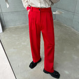 Joior Red Suit Pants Men Fashion Social Mens Dress Pants Korean Loose Straight Wide Leg Pants Mens Oversized Formal Trousers M-XL