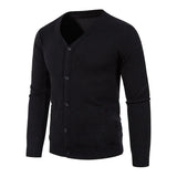 Joior Autumn Men's Knitted Cardigan Thin V-neck Basic Elastic Slim Fit Thin Sweater Solid Color Casual Versatile Coat