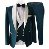 Joior 3 Piece Suits for Men Slim Fit Groom Wedding Tuxedos Shawl Lapel Jacket Business Formal Party Blazer Vest Pants Costume Homme