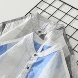 Joior 2024 Summer New 100%Linen Pullover Short Sleeve Shirts for Men Fashion Striped Casual Loose Shirts