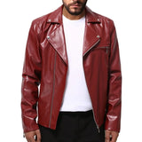 Joior WELL DRESSED MEN Men's Leather Jackets Trendy Spring Autumn New Leather Jackets Handsome Horizontal Zipper Motorcycle Jacket Youth Coat