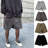 Joior Men Cotton Shorts Thick 380g Bodybuilding Short Sweatpants Fitness Jogger Gym Men Kanye Grey West Shorts Black Zipper Pockets