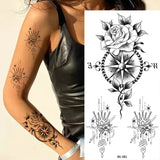 Joior Black Flower Tattoo Sketch Tattoo Sticker  Rose Blossom Tattoo Temporary Waterproof