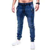 Joior High Quality Solid Pocket Jeans Mens Denim Cotton Pants Causal Vintage Cargo Pants Drawstring Stretchy Pencil Jeans Male