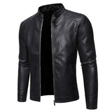 Joior Men's Standing Collar Leather Jacket Autumn Oversized Slim Motorcycle Cycling Suit Winter Thickened PU Leather Work Clothes