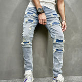 Joior Men Holes Casual Skinny Jeans Pants Streetwear Male Stylish Ripped Solid Hip Hop Slim Denim Trousers