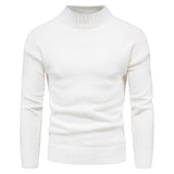 2024 Autumn and Winter New Men's Solid Color Knitted Shirt Half High Neck Sweater Casual Underlay Top