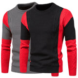 Fashion Foreign Trade Men's Knitted Round Neck Contrast Color Sweater Underlay