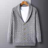 Joior men's winter outfits Cardigan Men's  Diamond Plaid Thick Wool Warm Fashion Long Sleeved Casual Cardigan  Knitted Sweater Men