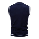 Joior Men's Fashion New V-neck Sleeveless Sweater Embroidered Color Matching Leisure Lined Vest Men's Top