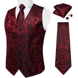 Joior Black Paisley Blue Suit Vest Neck Tie Set Pocket Square Cufflinks Men's Wedding Waistcoat Luxury Tuxedo Vests Men Gilet