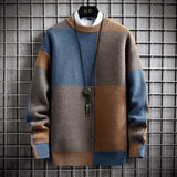 Joior Half High Collar Color Blocking Warm Sweater/ High Quality Men Spring Autumn Slim Leisure Korean Long Sleeve Loose Knit Pullover