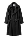 Joior Autumn Winter Long Oversized Windproof Black Warm Woolen Coat Men Sashes Double Breasted Wool Blends Overcoat