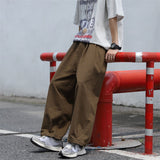 Joior Summer Cotton Casual Pants Men Fashion Oversized Wide Leg Pants Men Japanese Streetwear Loose Straight Pants Mens Trousers M-3XL