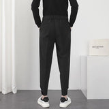 Joior Fashion Men Pants Elastic Waist Small Feet Slim Korean Formal Pleated Tapered Male Blazer Suit Classic Pants Streetwear Trousers