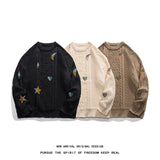 Joior Korean Style Round Neck Couple Sweater Autumn Winter New Men's Knitted Pullovers Embroidery Patterns Male Knitwear Clothing