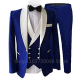 Joior 3 Piece Suits for Men Slim Fit Groom Wedding Tuxedos Shawl Lapel Jacket Business Formal Party Blazer Vest Pants Costume Homme