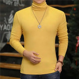 Joior Fashion Men's Turtleneck T-Shirts Casual Autumn Winter High Collar New Slim Long Sleeve Stretch Model Undershirt Plus Size Tees