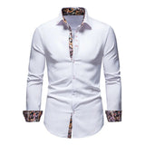 Joior Autumn Plaid Patchwork Formal Shirts for Men Slim Long Sleeve White Button Up Shirt Dress Business Office Camisas