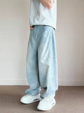 Joior Korean Fashion Men's Baggy Jeans Light Blue High Street Straight Wide Trousers Personalized Washed Y2k Pants Male